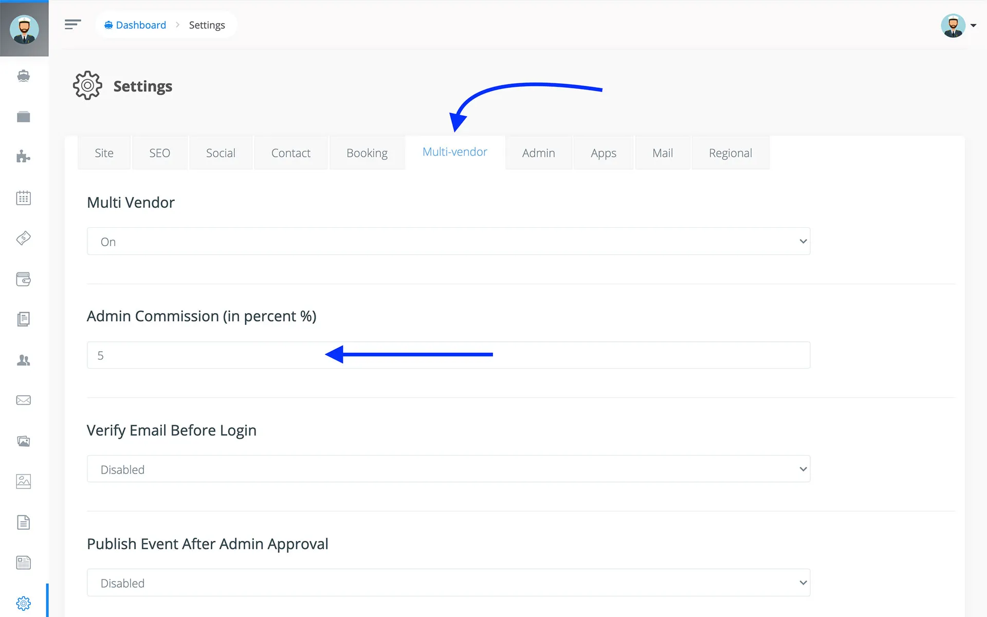 Set Commission from admin panel Set Commission from admin panel