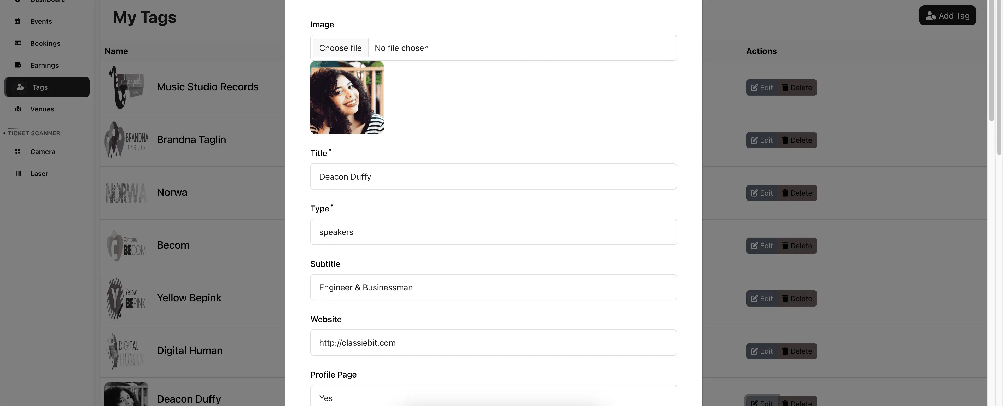 Create tag no profile